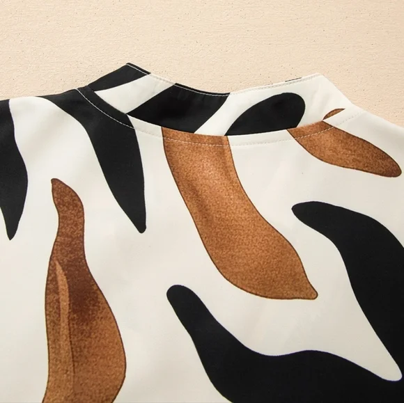 Women's Brown Abstract Blouse - Picture 9 of 11
